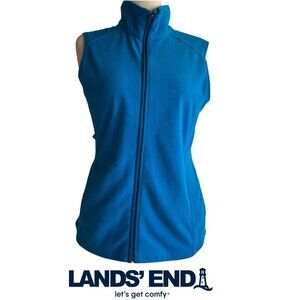 Lands' End Woman Plus Size 18XL Zip-Front Fleece Vest Long Blue